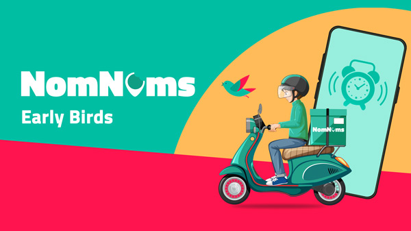 NomNoms Early Birds - Free Delivery on all breakfast orders before 11am, min spend £12.50.